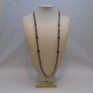 ROMERO & JULIET LONG RHINESTONE SILVER CHAIN STATEMENT NECKLACE NWT YY